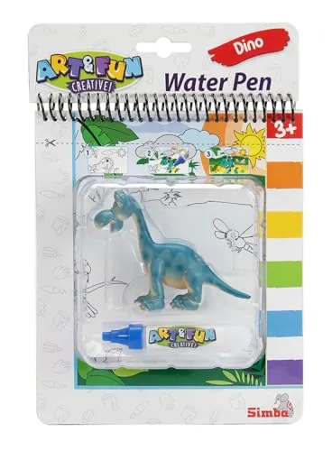 Art und Fun Water Pen Dino Malbuch - Wasserpinsel mit 4 magischen Seiten, fördert Kreativität und motorische Fähigkeiten ab 3 Jahren