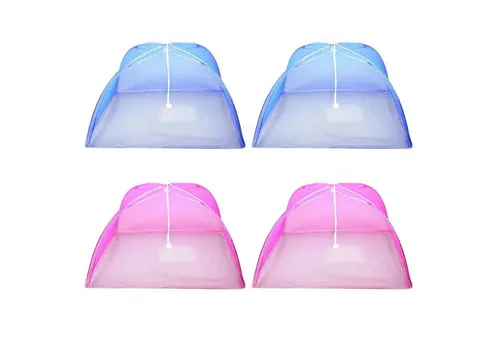 HAC24 Abdeckhaube Speisehaube Insektenschutz Fliegenhaube Lebensmittel Schutzhaube, Blau & Pink, 4tlg.