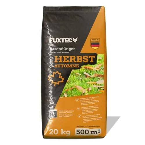 FUXTEC Herbstrasendünger FX-RDH20 20kg für 1000m2 - Pflanzensamen – Starker Rasen im Herbst mit optimaler Nährstoffversorgung für bis zu 1000 m2. Der FX-RDH20 stärkt die Zellstruktur und sorgt für ein sattes Grün bis in den Winter.