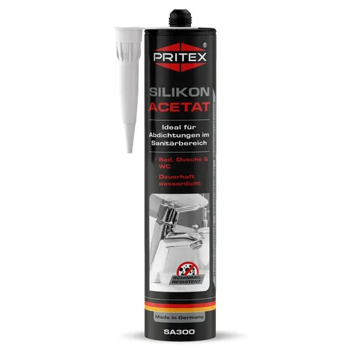 Silikon Sanitär Weiß 300 ml Acetat für Bad Dusche und WC Dichtstoff