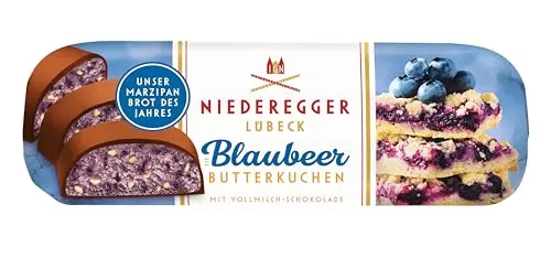 Niederegger | Marzipan Brot | Typ »Blaubeer-Butterkuchen« | 1x 125g | Umhüllt von Vollmilch-Schokolade | Unser Brot des Jahres 2026