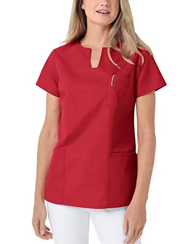 CLINIC DRESS Schlupfkasack Kasack Damen für Krankenpflege und Altenpflege 95 Grad Wäsche rot, XXL