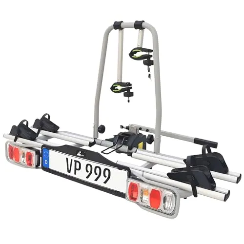 VDP eBike Fahrradträger - Heckträger für 2 eBikes, 60kg - Fahrradträger für Anhängerkupplung, abnehmbar und mit Anti-Diebstahlschloss. Ideal für sicheres Reisen mit bis zu 2 Elektrofahrrädern.