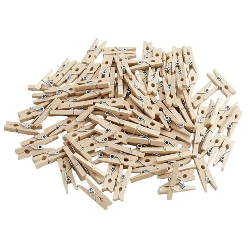 Stück kleine Holzklammern, 2,5 cm Mini-Holz-Fotoklammern, dekorative Holzklammer, für Heimdekoration, Fotoanhänger, Party, Geschenk 100