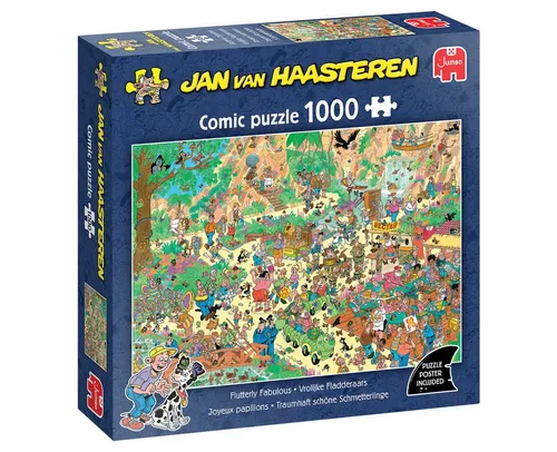Jumbo Spiele Puzzle Jan van Haasteren: Traumhaft schöne Schmetterlinge, 1000 Teile - Standard-Puzzle mit 1000 Teilen, lebendigem Schmetterlingsgarten und einzigartigen Charakteren von Jan van Haasteren – ein Abenteuer voller Details für die ganze Familie.