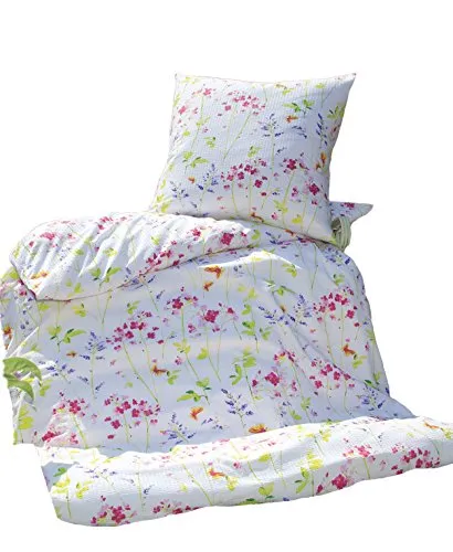 Janine Bettwäsche Set, Seersucker Blumen, 2-teilig von Janine