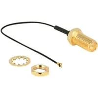 Antennenkabel RP-SMA (Buchse zum Einbau) > MHF 4 (Stecker), Adapter grau/gold, 10cm