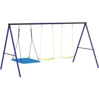 AIYAPLAY Kinderschaukel 3 Sitzer Gürtelschaukel mit Plattformschaukel