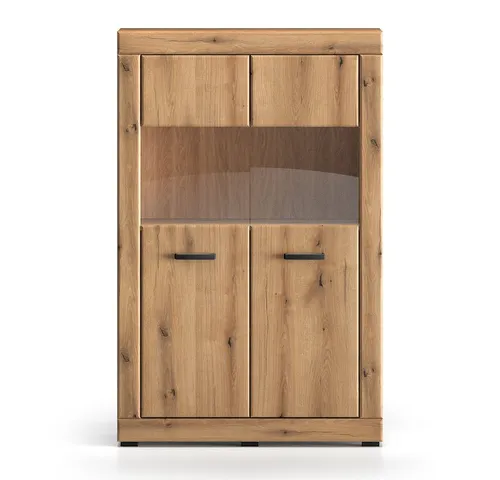 Lomadox Highboard DAKAR-131, in Eiche, 92 cm breit, 2 Türen mit Glaseinsatz