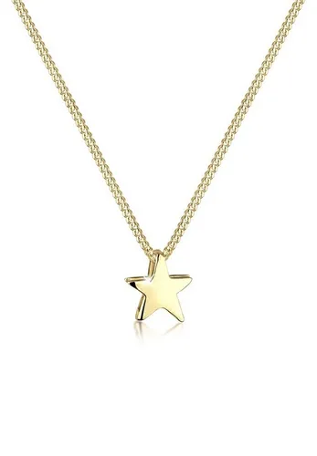 Elli Kette mit Anhänger Stern - Schlichtes Basic aus 925 Silber - Elegante Kette aus 925 Silber mit goldfarbenem Sternanhänger, ideal für jeden Anlass und perfekt für den Alltag.
