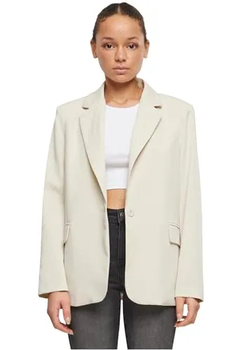 Urban Classics Damen Blazer - Klassischer Ladies Basic Blazer - Blazer für Damen, zeitloser Schnitt mit Umlegekragen und Ein-Knopf-Verschluss, ideal für Business oder Freizeit, aus hochwertiger Stoffmischung für hohen Tragekomfort.