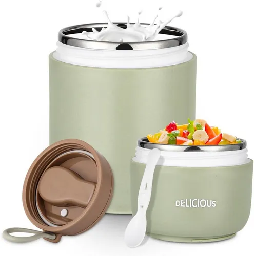 SinLaw Müslibox Müslibecher aus Edelstahl, 720ml auslaufsicherer Joghurtbecher, (1-tlg), mit Löffel und Deckel, doppelt auslaufsicher