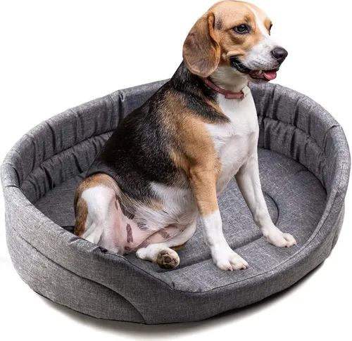 BOUTIQUE ZOO Hundebett XS Hundesofa Hundekissen für kleine/mittlere/große Hunde, Farbe: Graun (Leinenimitat)