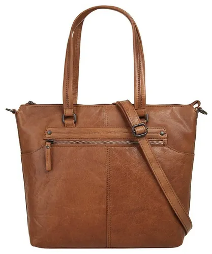 Spikes & Sparrow Bronco Handtasche rostbraun - Damen-Shopper aus 100% echtem Leder mit Vintage-Optik, geräumiges Design und praktische Inneneinteilung für optimale Organisation.
