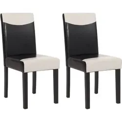 2er-Set Esszimmerstuhl Littau Schwarz-weiß mit Dunklen Beinen