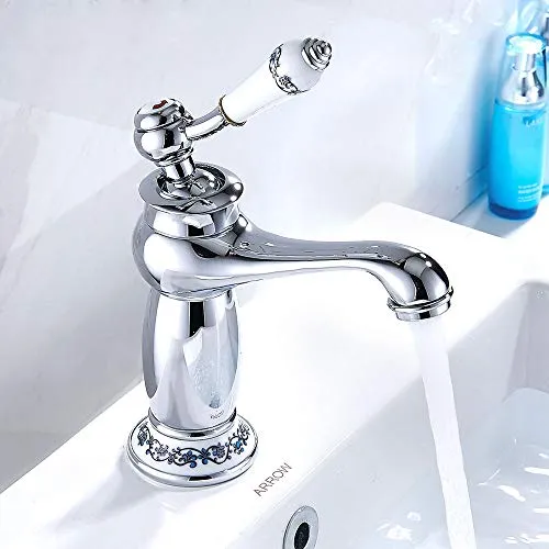 Vintage-Antik Mischbatterie für Waschbecken aus Messing - Touch-On-Wasserhahn für Badezimmerwaschbecken, elegante Keramik-Technologie für auslaufsicheren Wasserfluss und 30% Wasserspareffekt.