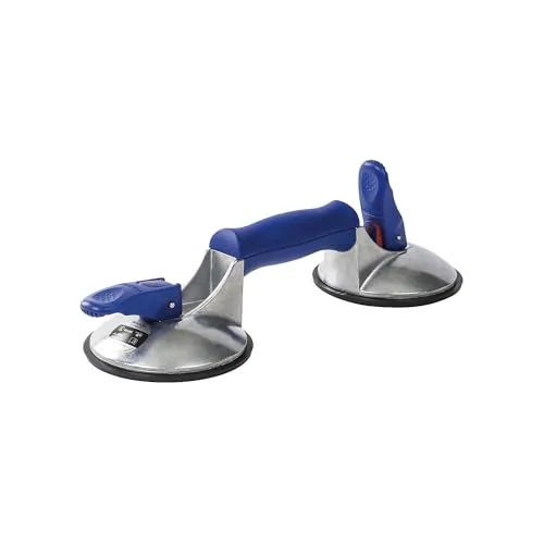 Bohle Saugheber VERIBOR® 2-Kopf-Alu-Körper - Saugnäpfe für Materialtransport mit integrierter Sicherheitsanzeige, Tragkraft 50 kg und ideal für leicht gewölbte Oberflächen wie Fliesen.