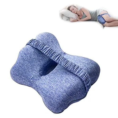 jiuzcare Kniekissen für Seitenschläfer Beinruhekissen Memory Schaum Foam Orthopädisches Schmetterling Beinkissen mit Abnehmbarem und Waschbarem Bezug Schlafen für Bein Knie Schwangerschaft, Blau