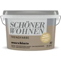 Schöner Wohnen 1 L Trendfarbe Wandfarbe Deckenfarbe matt Macchiato - Farben - Hochdeckende, scheuerbeständige Dispersionsfarbe mit Touch Protect-Ausstattung für einfache Reinigung von Abriebspuren und Glanzstellen.