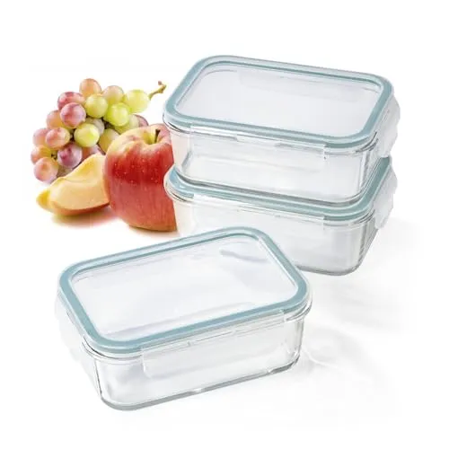 GOURMETmaxx Glas-Frischhaltedosen Klick-It 3 Dosen 725ml | Als Brotdose oder für Meal Prep | Spülmaschinen- Mikrowellen- und Gefrierschrankgeeignet | Aufbewahrungsbox-Deckel