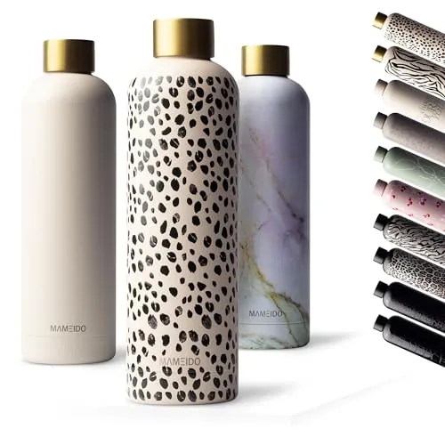 MAMEIDO Thermosflasche 750 ml - Auslaufsichere Edelstahl Trinkflasche für kohlensäurehaltige Getränke - Entdecke die stilvolle MAMEIDO Edelstahl-Trinkflasche! Mit 12 Stunden Wärme- und 24 Stunden Kältespeicherung ist sie perfekt für jeden Moment. Ihre elegante Optik und die auslaufsichere Bauweise machen sie zum idealen Begleiter für Sport, Büro und Reisen.