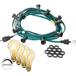 Illu-Partylichterkette 10m mit 30 dimmbaren LED Glühbirnen - Wetterfeste Weihnachtsbeleuchtung für Innen & Außen – ideal für Feiern und festliche Anlässe, mit dimmbaren ultra warmweißen Lichtern für stimmungsvolle Atmosphäre.