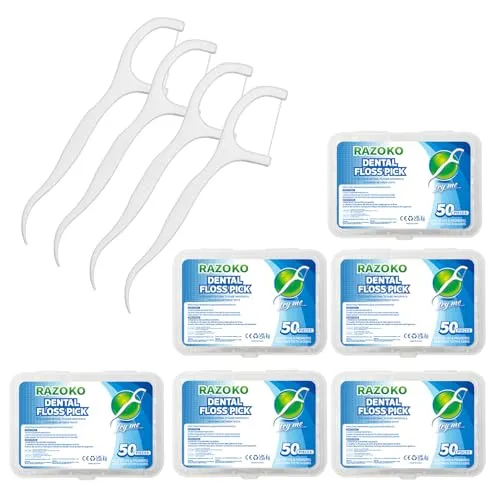 Zahnseide Sticks,Einwegzahnseide Dental Floss Zahnpflege Interdental Flosser mit tragbarem Reiseetui und Zahnstocher, perfekt für Familien, Hotels und Reisen (300 Stück)