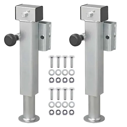 The Drive 2X Anhänger Ausdrehstütze 60x60mm klappbar 410-655mm je 1300 kg mit Schraubensatz | stufenloser Hub 235mm | Flanschhöhe 42mm | für Kipper, Hochlader etc.