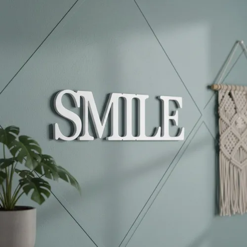 Dekoschild Schrift Wanddeko Dekoration Aufsteller SMILE Buchstaben Aufsteller