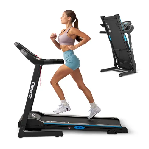 Zipro Laufband Tekno - Treadmill für Zuhause bis 14 km/h - Laufband mit 3-stufiger Steigung und gelenkschonendem Comfort Protect System für effektives Training zu Hause. Ideal für Joggen und Sprinten!