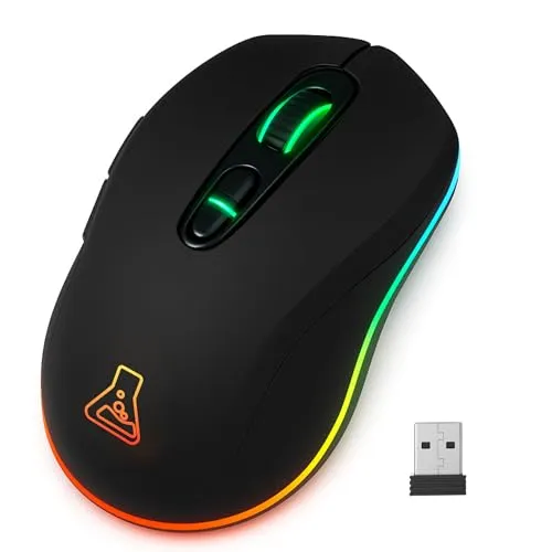 THE G-LAB Kult Krypton - Kabellose Gaming-Maus mit 6400 DPI - Mäuse mit doppelter kabelloser Konnektivität (Bluetooth & 2.4 GHz) für flexible Nutzung, 7 Tasten, RGB-Beleuchtung und bis zu 15 Stunden Akkulaufzeit für ununterbrochenen Gaming-Spaß.