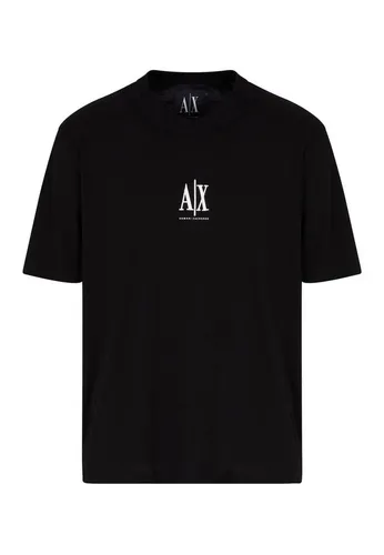 AX ARMANI EXCHANGE Herren T-Shirt - Schwarz mit Logo-Stickerei - Herren-Shirts aus 100% Baumwolle, angenehm weiche Single Jersey-Qualität und markentypische Logo-Stickerei für einen modernen Look.