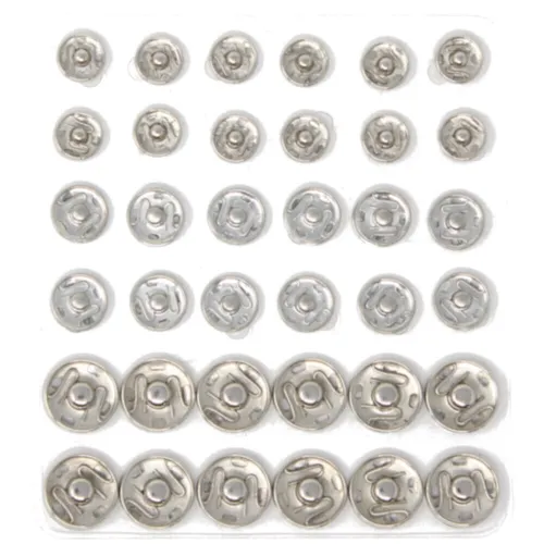 Druckknöpfe Set 10, 12 und 14 mm Durchmesser in Silberfarben 36