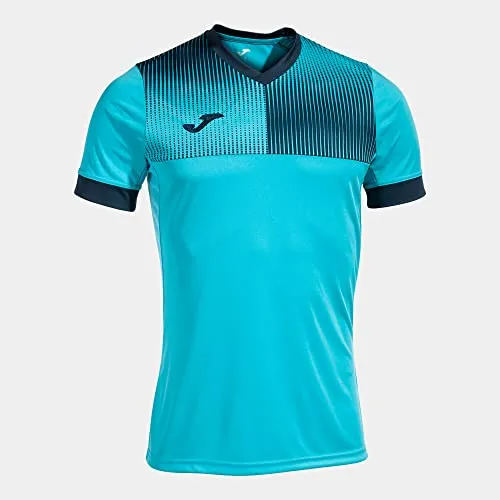 Joma Kurzarmshirt Mann Eco Supernova neon-türkis Marineblau - Trainingsbekleidung, umweltfreundliches Kurzarm-T-Shirt, bequem und leicht für optimale Bewegungsfreiheit beim Training.