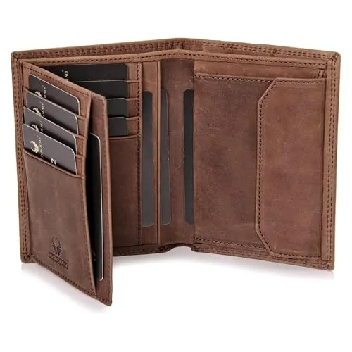 DONBOLSO Geldbeutel Herren - Vintage Braun mit RFID-Schutz - Herren-Geldbörse aus hochwertigem Leder mit Platz für bis zu 18 Karten und Sichtfach für Ausweis; bietet RFID-Schutz für maximale Sicherheit.