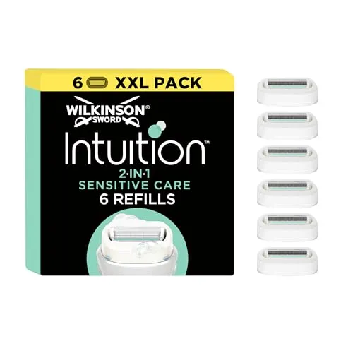 Wilkinson Sword Intuition 2-in-1 Sensitive Care Rasierklingen, Damenrasur, Hauch von Aloe vera, Rasierer für die alltägliche Rasur, 6 Stück