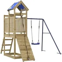 vidaXL Spielturm aus imprägniertem Kiefernholz - Robuster Spielturm für den Garten mit Kletterrampe, Schaukel und Sandkasten. Ideal für Kinder von 3-8 Jahren, sorgt für unendlichen Spielspaß und Abenteuer im Freien!