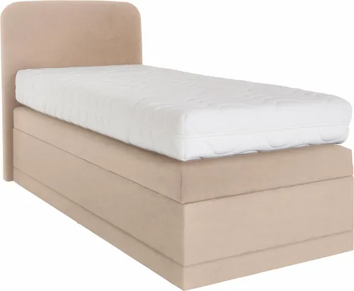 Beige Boxspringbett 105cm - WESTFALIA SCHLAFKOMFORT - Boxspringbett in dunkelbeige mit Bonnell-Federkernmatratze und Kaltschaum-Topper, ideal für optimalen Schlafkomfort. Wahlweise mit praktischen Bettkasten.
