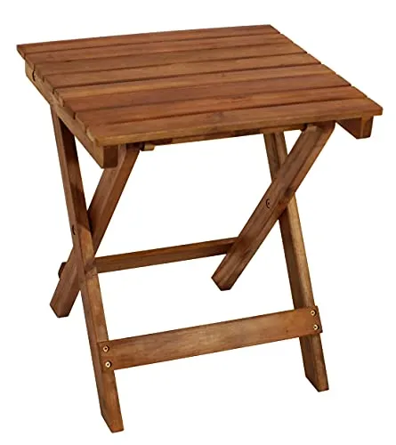 DEGAMO MONTERIA Klappbarer Gartentisch 38x43cm - Beistelltisch MONTERIA aus geöltem Akazienholz, klappbar und ideal für Garten oder Balkon. Perfekt für kleine Räume!