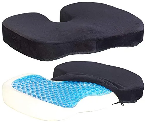 newgen medicals Kissen Hämorrhoiden: 2er-Set Memory-Foam-Sitzkissen mit Gel-Schicht und Anti-Rutsch-Bezug (Viscoschaum-Kissen, Gelsitzkissen)