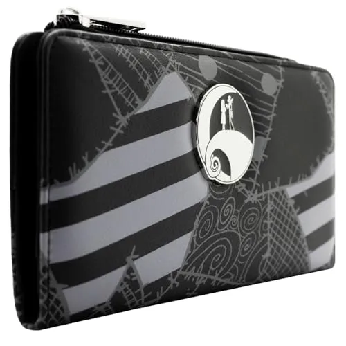 Movies Nightmare Before Christmas Jack & Sally Patches Portemonnaie Clutch Münzfach & Kartenhalter, Schwarz