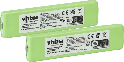 vhbw 2x Akku kompatibel mit Panasonic SL-CT 700, SL-CT700, SW90MD, SJ-SW9MD, SL-CT800 Wireless Headset Kopfhörer (1200 mAh, 1,2 V, NiMH)