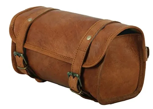 Echtes Ziegenleder Vintage Motorrad 2 Riemen Schnalle Verschluss Werkzeug Braun Tasche Schnellverschluss Verstärkt für Lenker, Gabeln, Leder Fahrradtasche Sissy Bar – 25,4 cm Weihnachten Neujahr