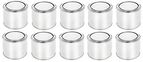 BenBow Weißblechdose 10x 500 ml mit Eindrückdeckel - luftdicht, undurchsichtig, leer, rund - Aufbewahrungsbehälter