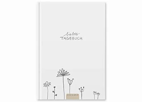Eine der Guten Liebes Tagebuch, großes Notizbuch und Tagebuch für Erwachsene, Mädchen und Jungen, liniert, 120 Seiten, 80 g Recyclingpapier weiß, Hardcover 18x24,5 cm mit Linien, mit Blumen