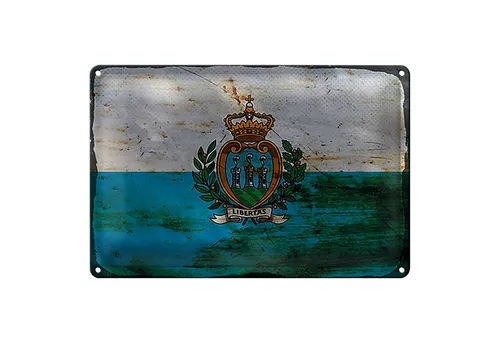 Roomando Metallschild Flagge San Marino 18x12cm San Marino Rost