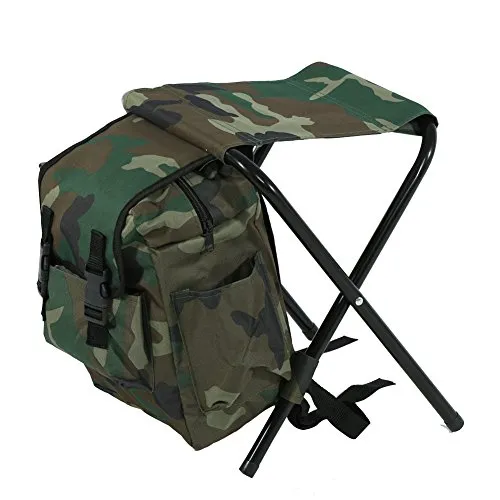 Rucksack mit Stuhl, tragbar im Freien, Angelstuhl, zusammenklappbarer Hocker mit Tasche für Angeln, Camping, Reisen, Strand, Grillen