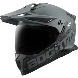 Bogotto FG-601 Duo Fiberglas Enduro Helm, schwarz-grau, Größe XL - Motorradhelm aus hochresistentem Fiberglas mit abnehmbarem Helmschirm und klarem Visier, ideal für sichere und komfortable Fahrten.