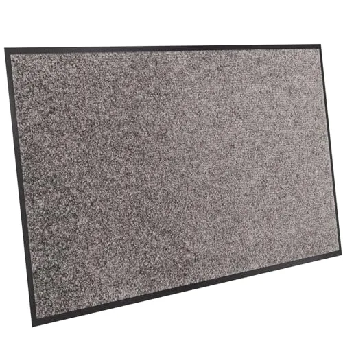 ANRO Fußmatte Schmutzfangmatte mit Gummirand Amigo Türmatte Fußabtreter für Haustür innen und außen rutschfest waschbar Grau 60x80cm