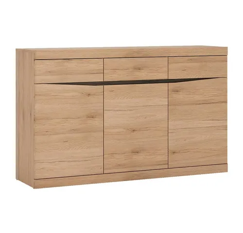 Lomadox Sideboard SANFORD-129 - Elegantes Sideboard in San Remo Eiche hell Nb. mit 3 Türen und 3 Schubkästen. Das Softclose-System sorgt für leises Schließen und erhöht die Langlebigkeit. Ideal für stilvolle Wohnräume.